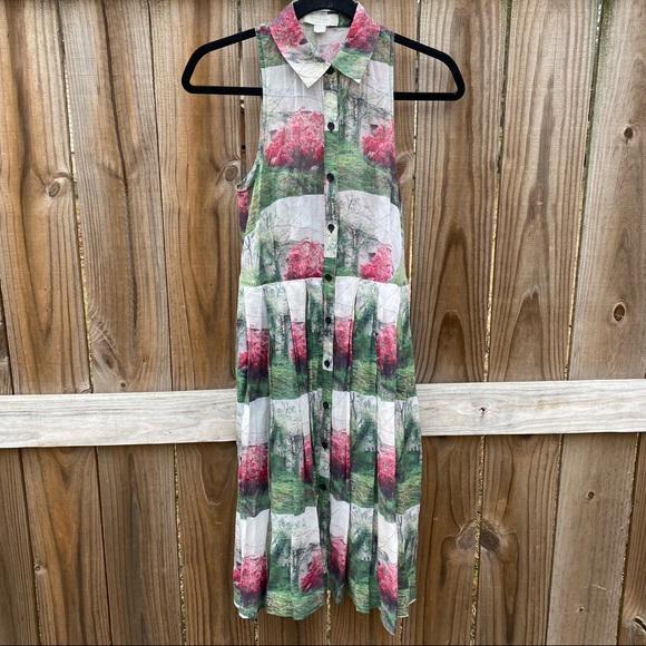 Anthropologie Sara Photography Graphic Floral Printed Silk Dress - Picture 3 of 11